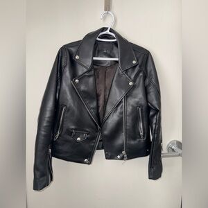 Blank NYC Black Leather Moto Jacket Asymmetrical Design
